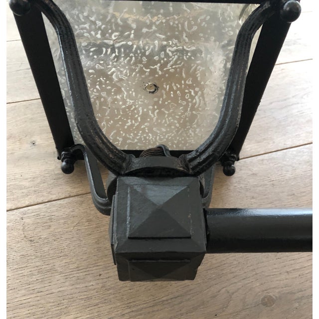 Metal 1950s Pair of Substantial Exterior Iron Lanterns on Brackets For Sale - Image 7 of 12