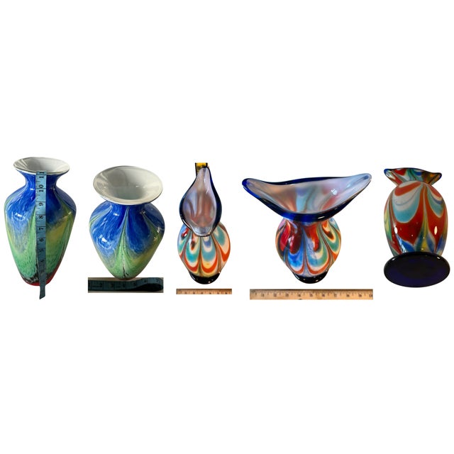 Art Glass Multicolor Vases-a Pair For Sale - Image 12 of 12