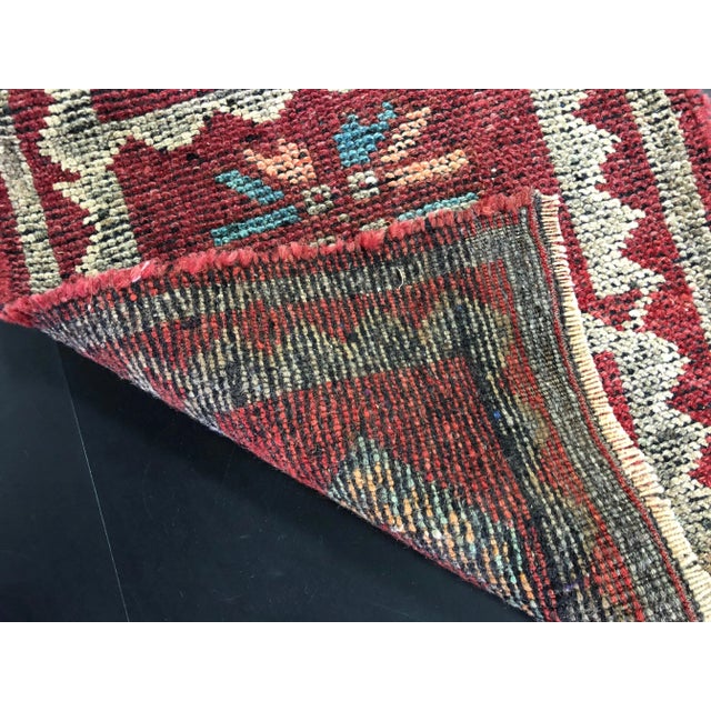 1960s 1960s Vintage Red Tribal Turkish Handmade Rug- 1′6″ × 3′4″ For Sale - Image 5 of 6