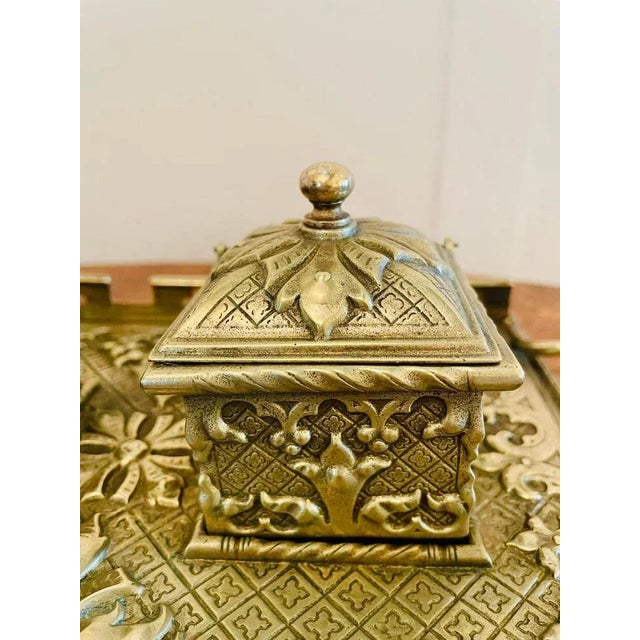 Metal Antique Victorian Brass Desk Set For Sale - Image 7 of 11