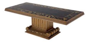 Reverse Painting Glass Top Colomn Pedestal Shape Base Gold Gilt Coffee Table