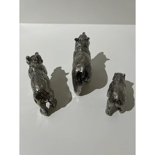 Tuscan Set of 3 Pewter Bears by Cipolla Pewter, Made in Italy From Gorsuch in Aspen For Sale - Image 3 of 10