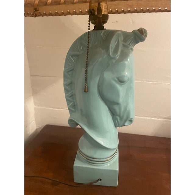 1950’s Turquoise Blue Howell Ceramic Horse Lamp For Sale - Image 4 of 12