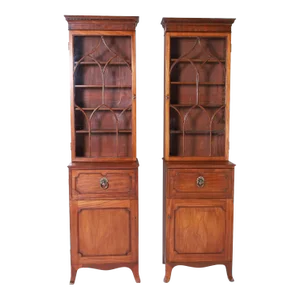Pair of Glazed Front Bookcases or Cabinets