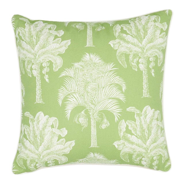 Schumacher Grand Palms Indoor/Outdoor Pillow 22" x 22" in Green For Sale