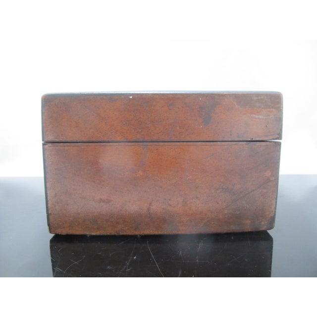 Antique Victorian Era Wood & Mother of Pearl Inlaid Tea Caddy Trinket Box For Sale - Image 4 of 12