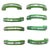 Set of 8 light forest green bakelite drawer/door pull knobs each with a chrome strip down the center. Complete your period...