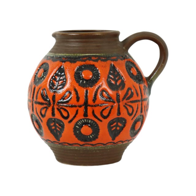 Ceramic West German Orange Pottery Wekara Vase, 1960s For Sale - Image 7 of 10