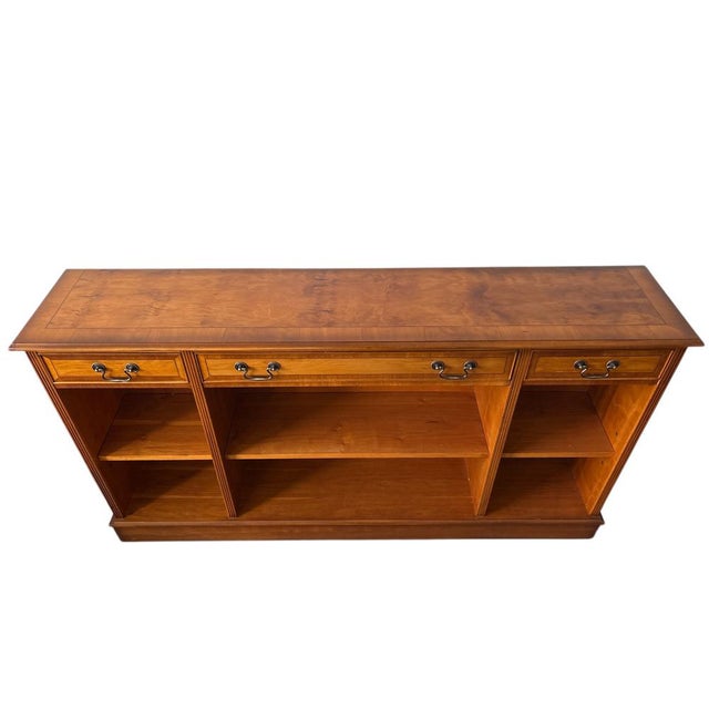 Vintage English Yew Wood Low Bookcase or Sideboard For Sale - Image 3 of 7