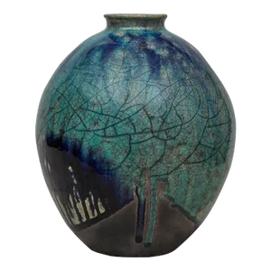 Vintage Handmade Fulper Flambed Drip Glaze with Crackle Vase