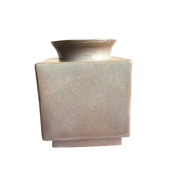 Ceramic Vintage Signed Roy Hamilton Handcrafted Brown Square Art Studio Pottery Vase For Sale - Image 7 of 7
