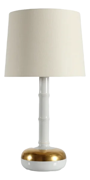 Tall Table Lamp with White & Gilded Glaze from Royal Copenhagen, Denmark, 1970s