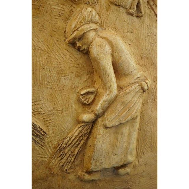 Bucci Melandri School The Gleaners Bas-Relief Plaque in Ceramic Faenza by Aldo Bacchilega, Italy, Early 1900s For Sale - Image 16 of 18