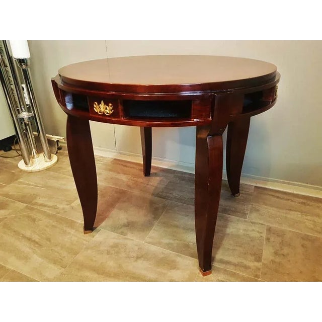1930s Art Deco Round Center Table by Jules Leleu, France, 1930s For Sale - Image 5 of 18