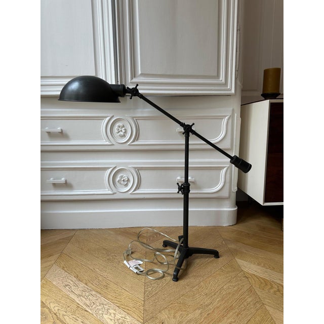 Restoration Industrial Black Metal Articulated Floor Lamp For Sale - Image 10 of 10