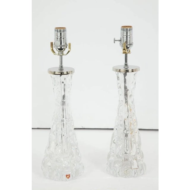 Silver 1960s A Pair of Orrefors Crystal Lamps For Sale - Image 8 of 10