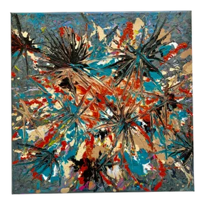 Original Effervescent Canvas Painting in Assorted Bold Colors
