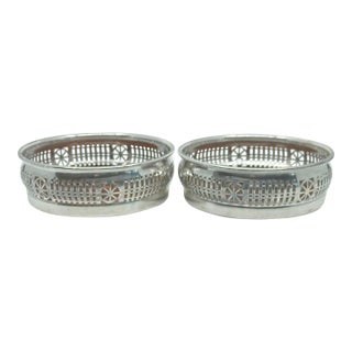 Fine Barker Ellis England Silverplate Wine Coasters Magnum Size For Sale