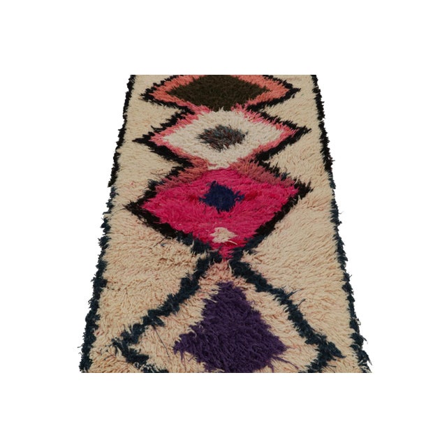 Traditional 1950s Azilal Moroccan Style Runner in Beige With Patterns by Rug & Kilim For Sale - Image 3 of 7