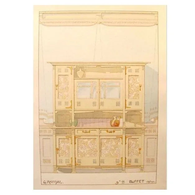 Vintage French Decorator Sheet Interior/Buffet For Sale
