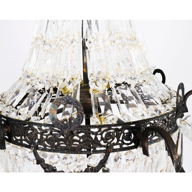 Antique Louis Revival Cut Crystal 14-Light Ballroom Chandeliers, 1920s, Set of 6 For Sale - Image 11 of 18