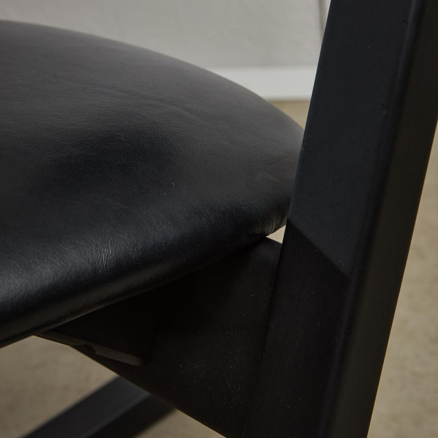 Wood Black Leather Ergonomic Chair by Peter Opsvik for Stokke, 1983 For Sale - Image 7 of 17