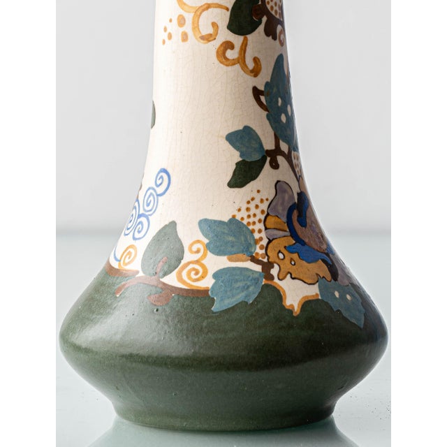 Art Nouveau Ceramic Table Lamp by Arnhem, 1920, with New Silk Lampshade, 1890s For Sale - Image 6 of 18