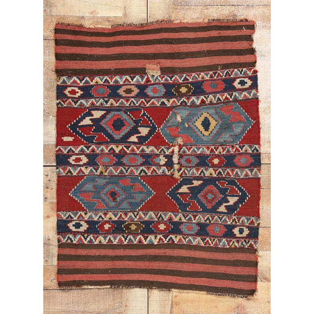 1880's Distressed Antique Caucasian Shirvan Kilim Rug - 02'10 X 03'08 For Sale - Image 9 of 9