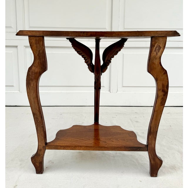 Brown Early 20th C. Carved Swan Demi-Lune Console or Side Table For Sale - Image 8 of 11