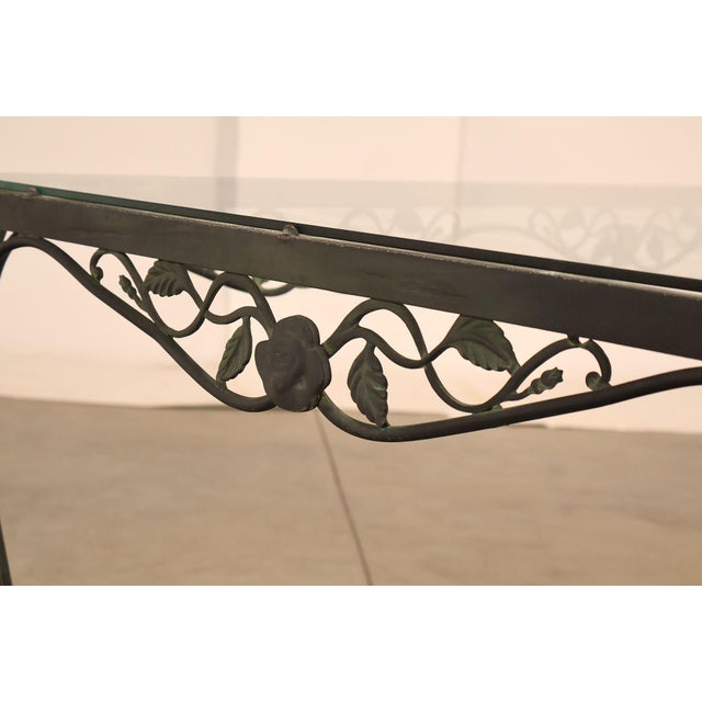 Vintage Glass Top Wrought Iron Patio Table For Sale - Image 13 of 18
