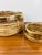 Mid-Century Modern Vintage Pair of Gabriella Crespi Style Pencil Reed Rattan & Brass Round Basket Tray / Trays For Sale - Image 3 of 5