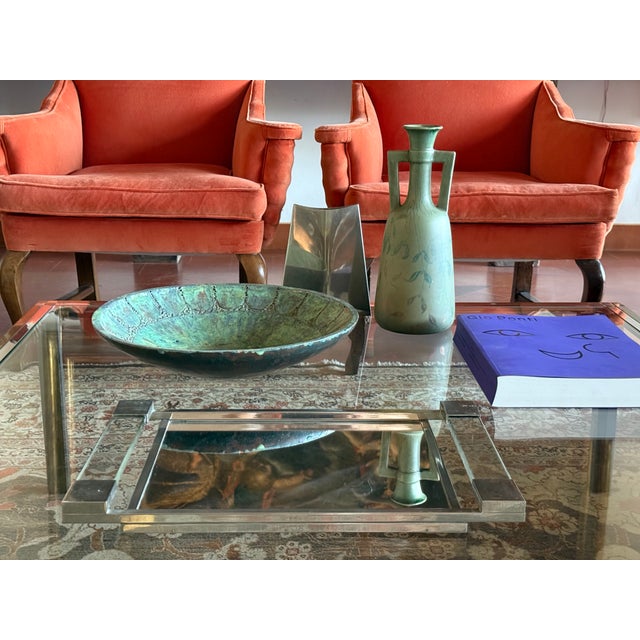 Modernist Acrylic Glass Mirrored Tray from Jacques Adnet, France, 1950 For Sale - Image 3 of 12