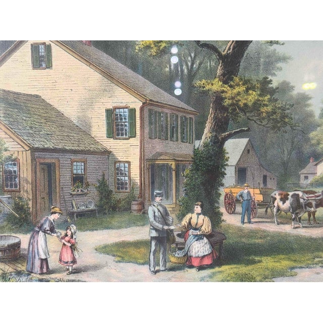 Antique William H. Chandler Print Her First Love Letter Rural Village Scene Framed For Sale - Image 9 of 9