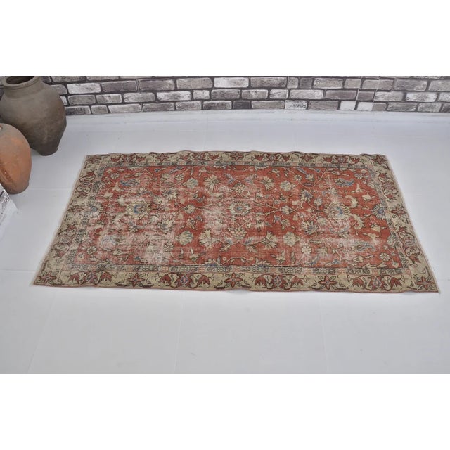 Handmade wool carpet in Turkish Anatolia , Vintage Oushak Rug,Turkish Vintage Anatolian Rug, Handmade wool Rug . One Of...