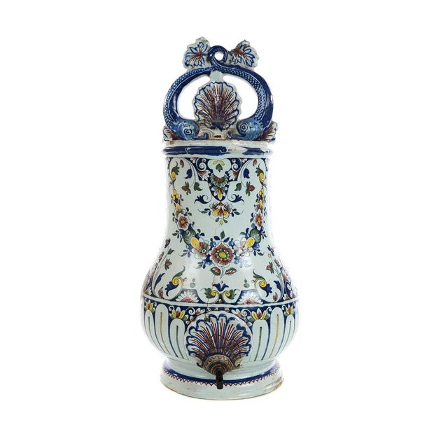 Blue 19th Century Antique Wall Pocket Enamel Fountain For Sale - Image 8 of 9