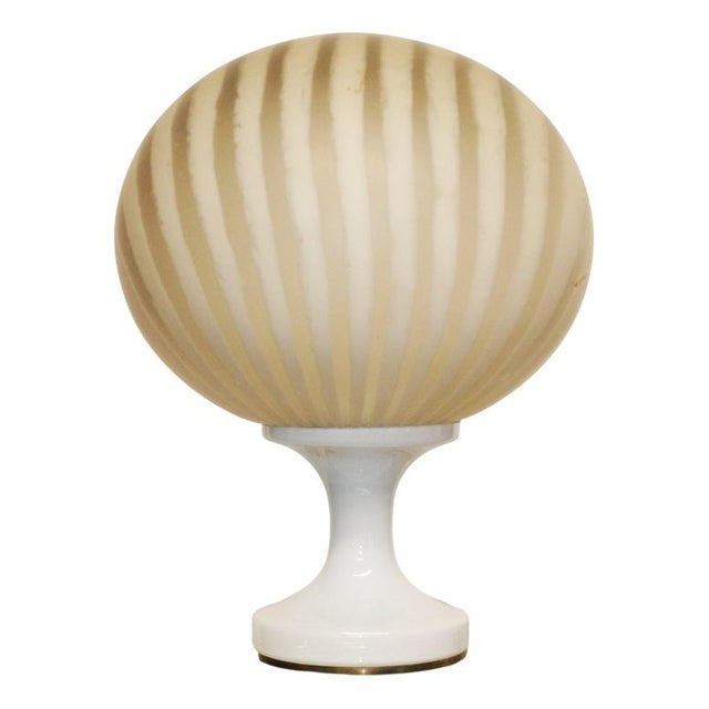 Beige White and Beige Swirl Murano Glass Globe Table Lamp For Sale - Image 8 of 8