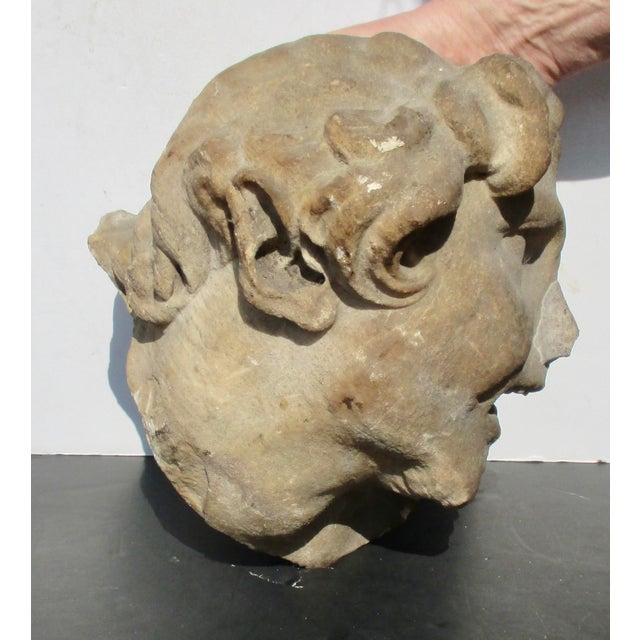 Beaux-Arts Limestone Satyr Head For Sale - Image 3 of 8