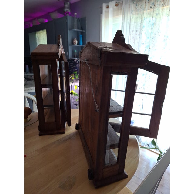 2 Authentic French Provincial Hanging Wall Cabinets From the 1900 Circa For Sale - Image 15 of 16