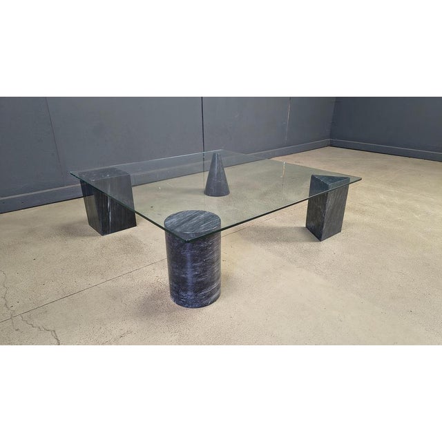 Glass Vintage Italian Marble Coffee Table, 1970s For Sale - Image 7 of 16