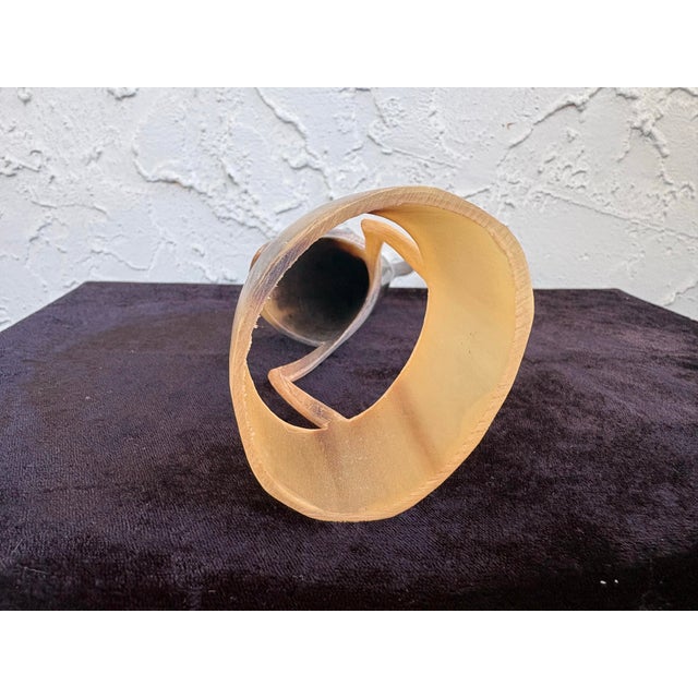 Bone Mid-Century Modern Carved Horn Bird Sculpture on Integrated Base For Sale - Image 7 of 9