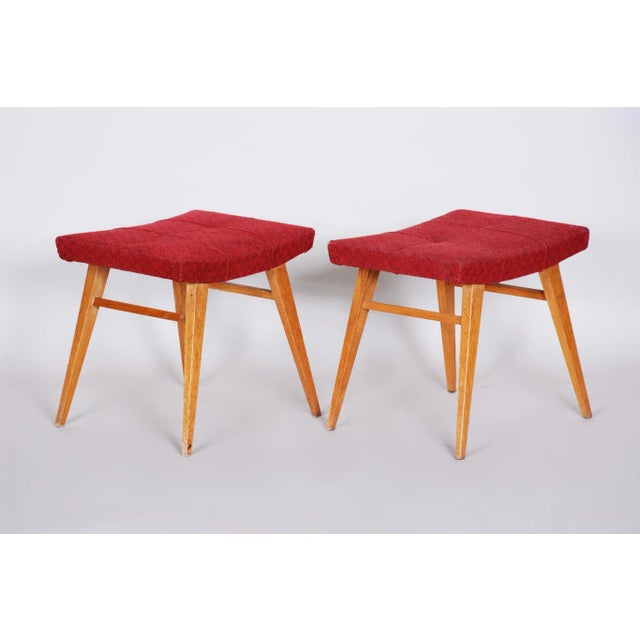 Wood Set of Mid-Century Red Beech Stools, 1960s For Sale - Image 7 of 7