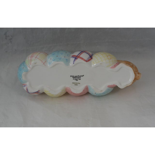 Late 20th Century Handcrafted Fitz and Floyd a Good Egg Oblong Pastel Easter Candy Serving Dish For Sale - Image 9 of 9
