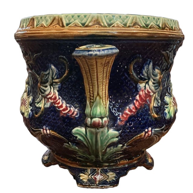 Ceramic Belgian Majolica Cache Pots Circa 1900 For Sale - Image 7 of 13