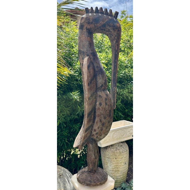 Antique Senufo Hornbill Sculpture (Porpianong), Côte D’Ivoire – 40” Tall For Sale - Image 16 of 18