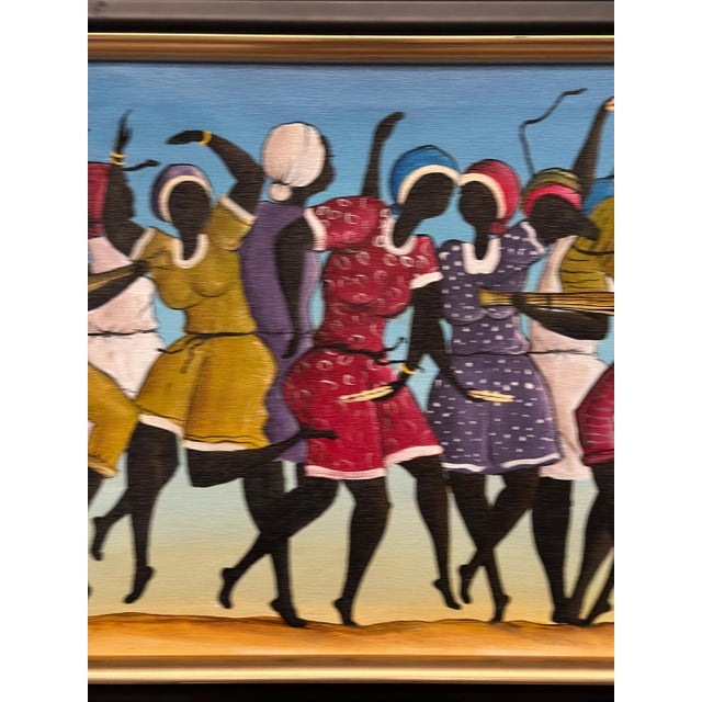 R. Shaw, Dancing Figures with Instruments, 1950s, Oil Painting on Canvas, Framed For Sale - Image 8 of 15