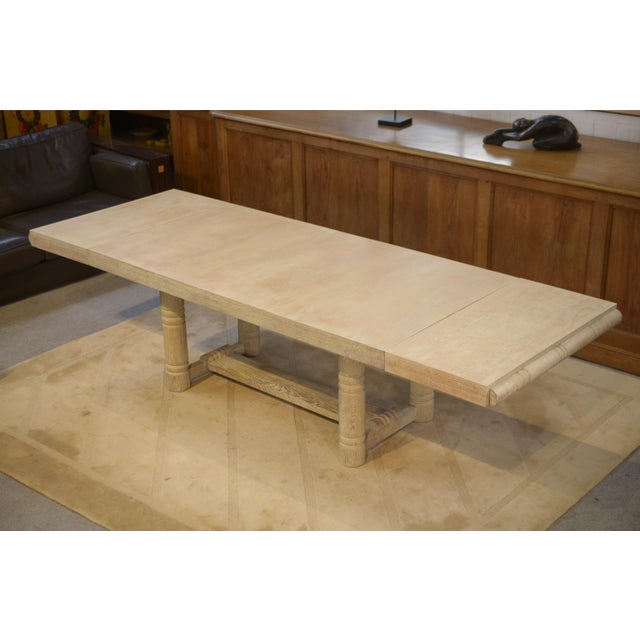 Art Deco Table in Limed Oak in the style of Jean-Charles Moreux, 1940s For Sale - Image 6 of 15