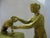19th Century French Empire Japy Freres Lady and Dog Gilt Bronze Marble Clock With Garnitures Signed - 3 Pieces Fabulous For Sale - Image 4 of 7