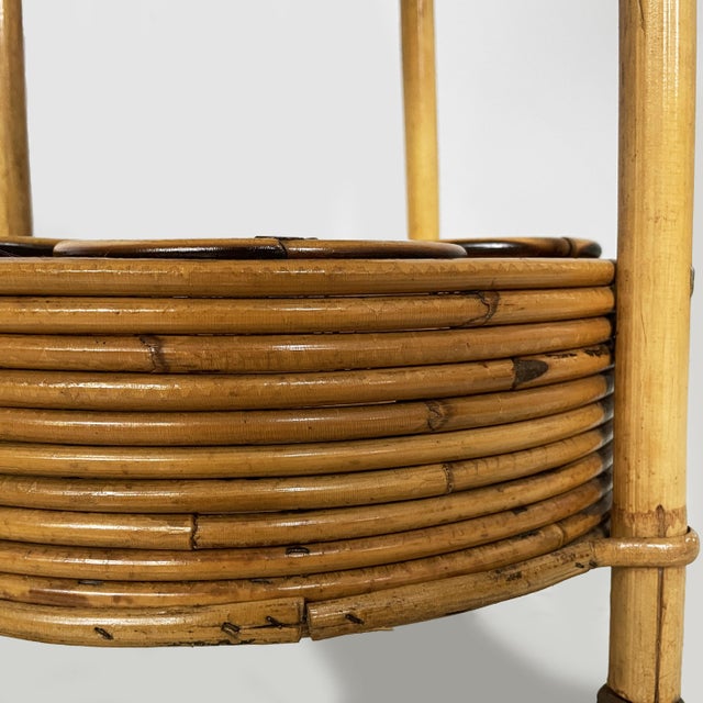 Gold Mid-Century Modern Italian Bamboo and Rattan Serving Trolley, 1960s For Sale - Image 8 of 10