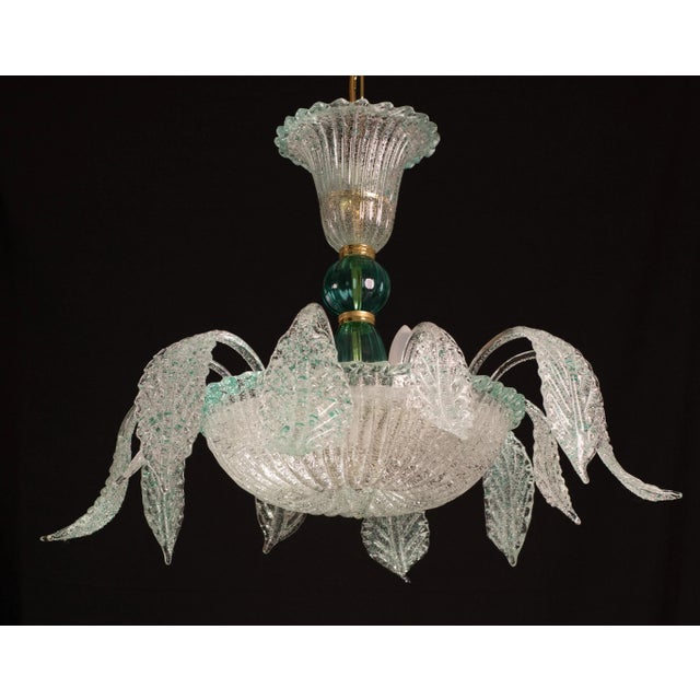 Metal Vintage Venetian Turquoise Murano Glass Chandelier For Sale - Image 7 of 12
