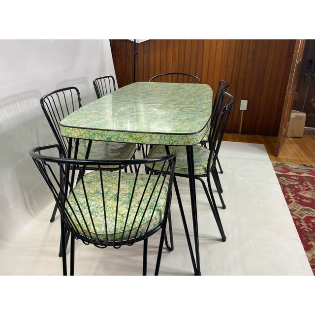 Mid-Century Modern Spaghetti Pattern Hairpin Leg Kitchen Set - 7 Pieces For Sale - Image 4 of 13